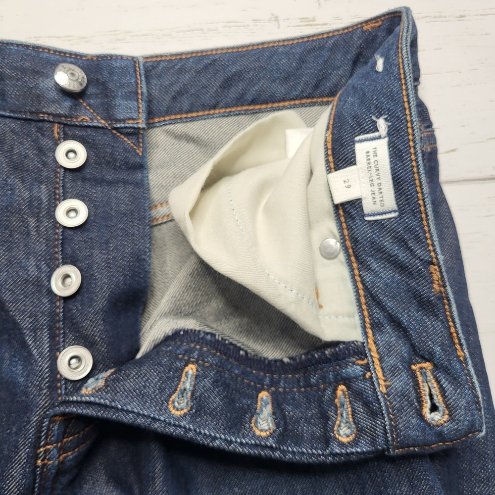 Madewell Curvy Darted Barrel Leg Jeans Button Fly Soft Drape Dark Wash Blue 29 - Picture 7 of 11